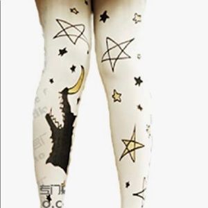 Cute Lolita white tights with wolf design